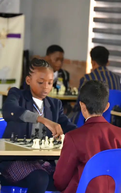 • Learners competing in the chess tournament at the Winter Sports Day