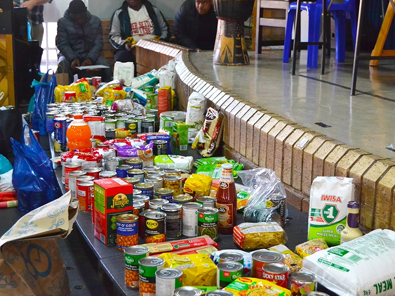 gathering groceries for the community