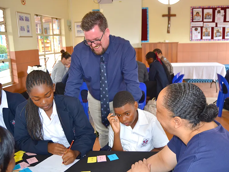 school principal visiting a class