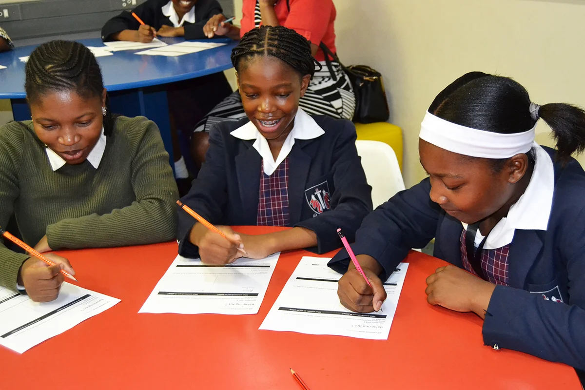 students doing a class exercise